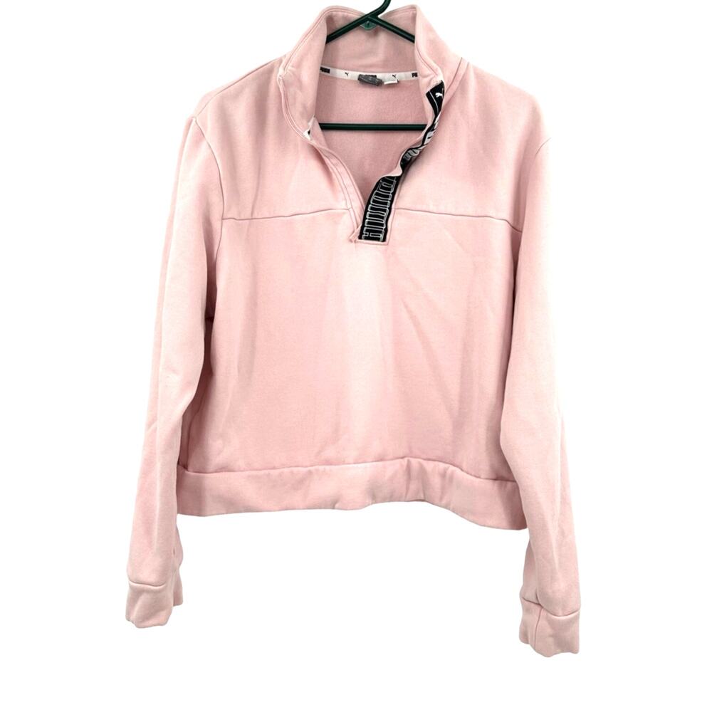 Puma Size XL‎ Jacket Pink Cropped Long Sleeve Pullover Outerwear Casual Preppy